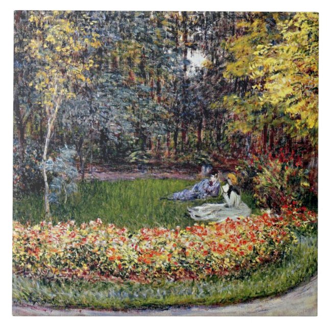 Monet - In the Garden, famous painting Tile (Front)