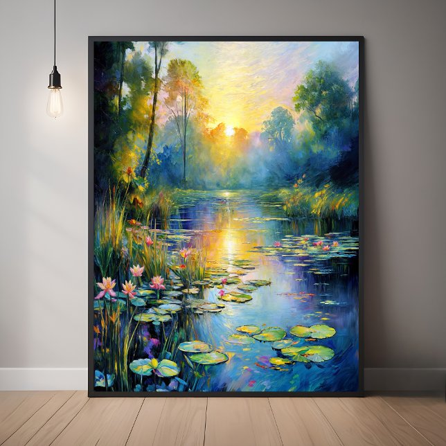 Monet-Inspired Lily Pond at Sunrise Impressionist  Poster (Creator Uploaded)