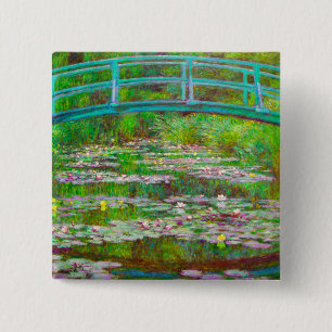 Monet Japanese Bridge and Water Lilies 15 Cm Square Badge