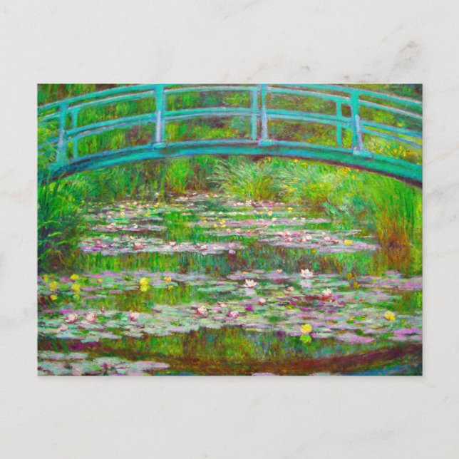 Monet Japanese Bridge and Water Lilies Announcement Postcard (Front)