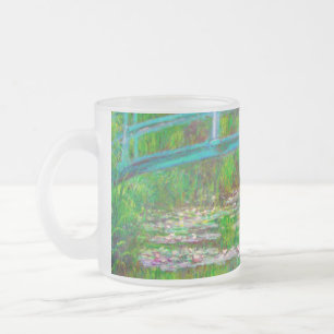 Monet Japanese Bridge and Water Lilies Frosted Glass Coffee Mug