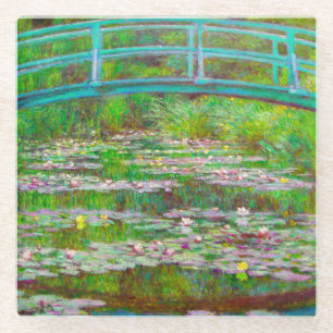 Monet Japanese Bridge and Water Lilies Glass Coaster
