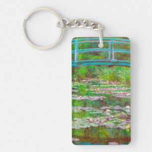 Monet Japanese Bridge and Water Lilies Key Ring