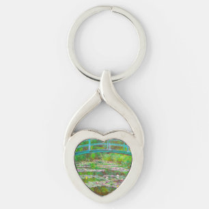 Monet Japanese Bridge and Water Lilies Key Ring