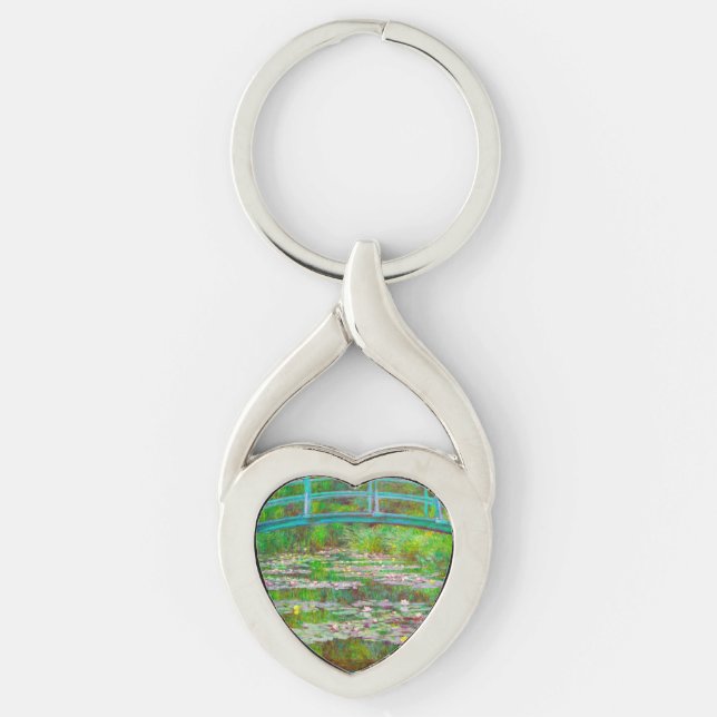 Monet Japanese Bridge and Water Lilies Key Ring (Front)