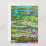 Monet Japanese Bridge and Water Lilies Save The Date<br><div class="desc">Card featuring Claude Monet’s oil painting of a Japanese bridge and flowers. Beautiful water lilies and bridge inspired by the artist’s garden and pond in Giverny. A great Monet gift for fans of impressionism and French art.</div>