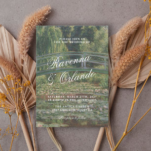 Monet Japanese Footbridge Water Lily Pool Wedding Invitation
