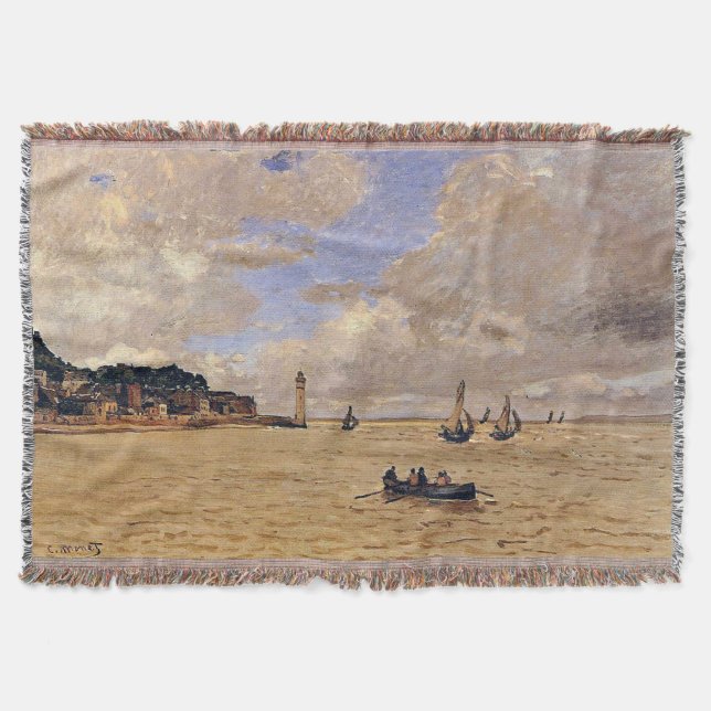 Monet - Lighthouse at the Hospice Throw Blanket (Front)