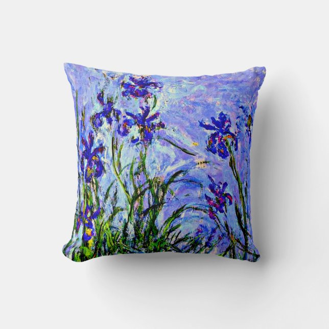 Monet - Lilac Irises, famous painting, Cushion (Front)