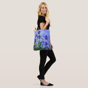 Monet - Lilac Irises, famous painting, Tote Bag