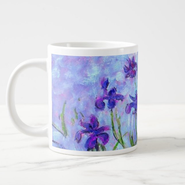 Monet Lilac Irises Large Coffee Mug (Left)