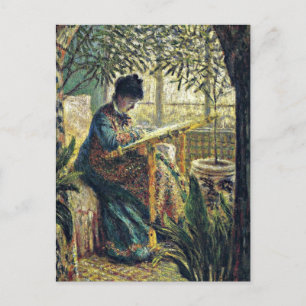 Monet - Madame Monet Embroidering Postcard