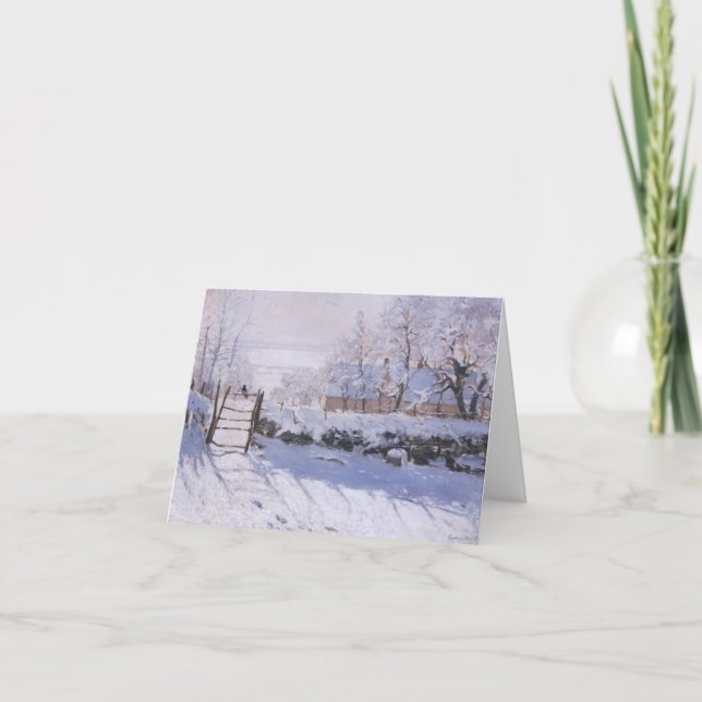 Monet Magpie Christmas Card Blank Notecard (Front)
