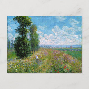 Monet - Meadow with Poplars Postcard