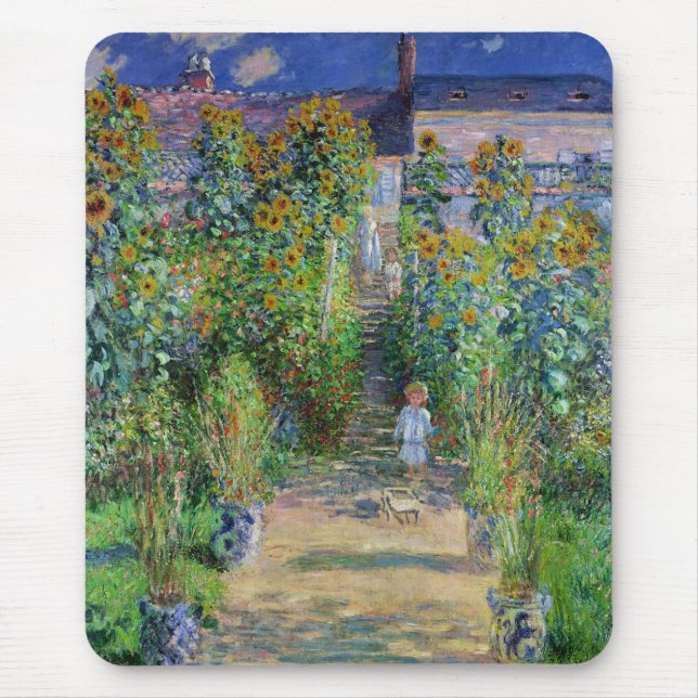 Monet , “ Monet's garden at Vétheuil ” Mouse Mat (Front)