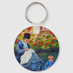 Monet Mother and Child in Garden Key Ring
