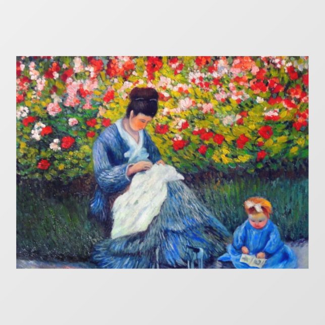 Monet Mother and Child in Garden Window Cling (Sheet)