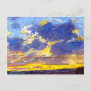 Monet - Nightfall, famous painting, Postcard