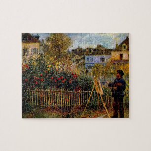 Monet painting in his garden by Claude Monet Jigsaw Puzzle