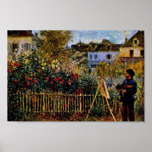Monet Painting In His Garden In Argenteuil Poster