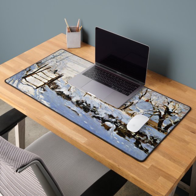 Monet painting, The Magpie, Desk Mat (Office 2)