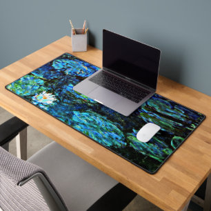 Monet painting, Water Lilies, Blue, Desk Mat