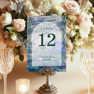 Monet Painting Wedding Floral Water Lilies Arch Table Number