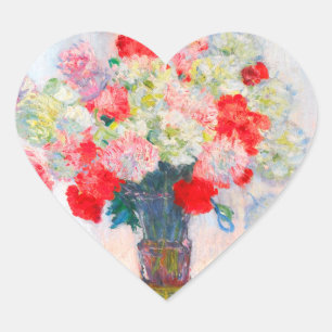 Monet Peonies Heart Sticker