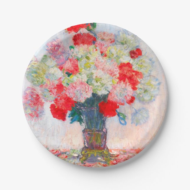 Monet Peonies Paper Plate (Front)