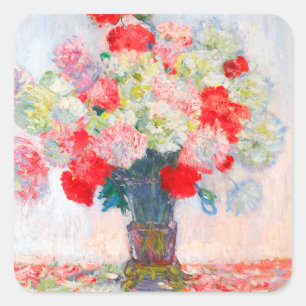 Monet Peonies Square Sticker