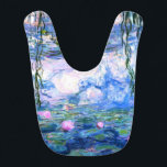 Monet Pink Water Lilies  Bib<br><div class="desc">A Monet pink water lilies baby bib featuring beautiful pink water lilies floating in a calm blue pond with lily pads. A great Monet gift for fans of impressionism and French art. Serene nature impressionism with lovely flowers and scenic pond landscape.</div>