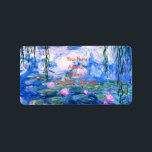 Monet Pink Water Lilies  Label<br><div class="desc">Monet pink water lilies address labels featuring beautiful pink water lilies floating in a calm blue pond with lily pads. A great Monet gift for fans of impressionism and French art. Serene nature impressionism with lovely flowers and scenic pond landscape.</div>