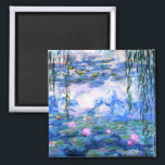 Monet Pink Water Lilies Magnet<br><div class="desc">A Monet pink water lilies magnet featuring beautiful pink water lilies floating in a calm blue pond with lily pads. A great Monet gift for fans of impressionism and French art. Serene nature impressionism with lovely flowers and scenic pond landscape.</div>