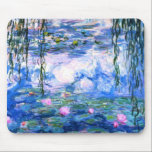 Monet Pink Water Lilies Mouse Mat<br><div class="desc">A Monet pink water lilies mouse pad featuring beautiful pink water lilies floating in a calm blue pond with lily pads. A great Monet gift for fans of impressionism and French art. Serene nature impressionism with lovely flowers and scenic pond landscape.</div>
