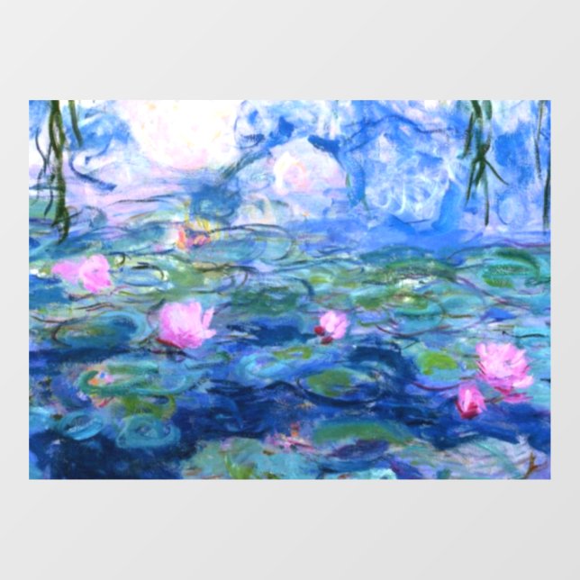 Monet Pink Water Lilies  Window Cling (Sheet)