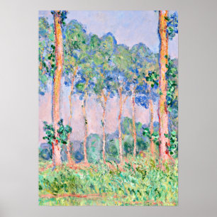 Monet - Poplars, Pink Effect Poster