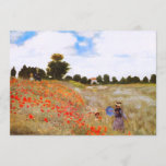 Monet Poppies Invitations<br><div class="desc">Monet Poppies invitations. Oil on canvas from 1873. One of Monet’s most famous and beloved earlier paintings,  Coquelicots or Red Poppies features two women walking with their children in a sunny field of red poppy flowers. A pretty gift for fans of Monet,  Red Poppy paintings,  French art,  and Impressionism.</div>