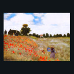Monet Poppies Poster<br><div class="desc">Monet Poppies poster. Oil on canvas from 1873. One of Monet’s most famous and beloved earlier paintings,  Coquelicots or Red Poppies features two women walking with their children in a sunny field of red poppy flowers. A pretty gift for fans of Monet,  Red Poppy paintings,  French art,  and Impressionism.</div>