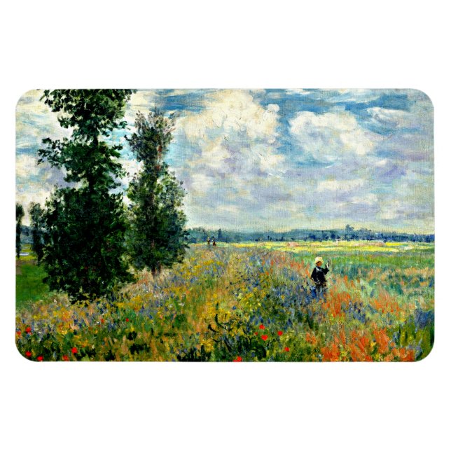 Monet - Poppy Field, Argenteuil, Impressionism art Magnet (Horizontal)