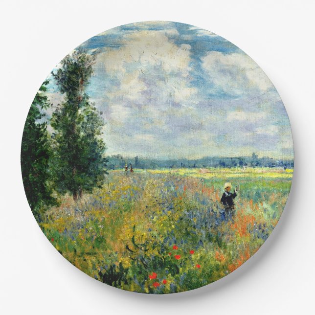Monet - Poppy Field, Argenteuil Paper Plate (Front)