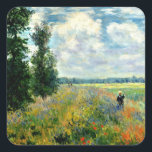 Monet - Poppy Field, Argenteuil, Square Sticker<br><div class="desc">Poppy Field,  Argenteuil,  fine art painting by Claude Monet</div>