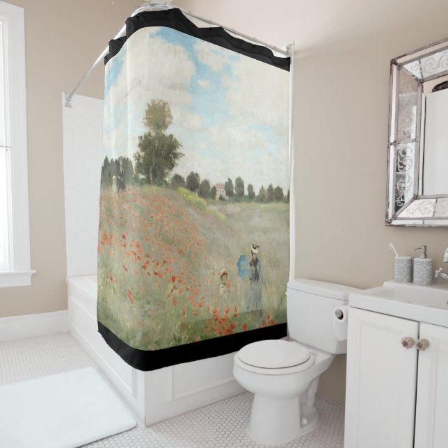 Monet Poppy Field Wildflower Flower Shower Curtain (In Situ)
