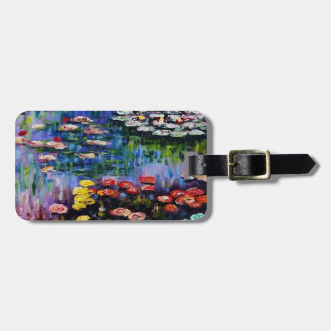 Monet Purple Water Lilies Luggage Tag (Front Horizontal)