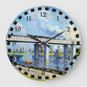 Monet - Railway Bridge at Argenteuill Large Clock