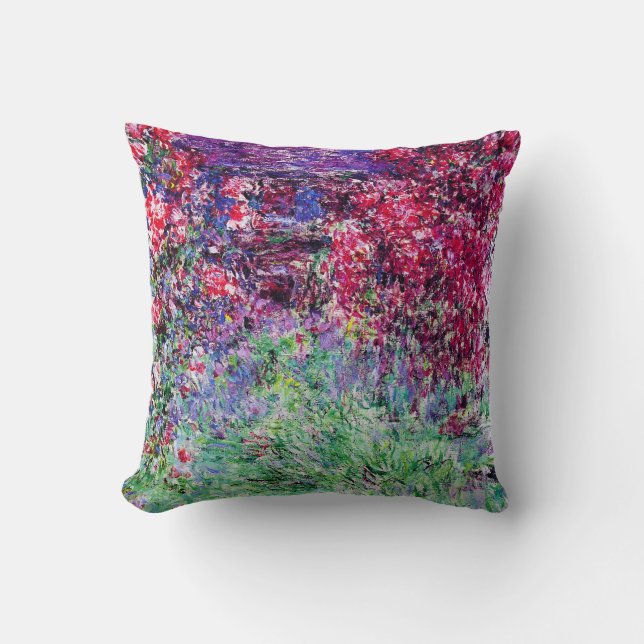 Monet Roses Throw Pillow (Front)