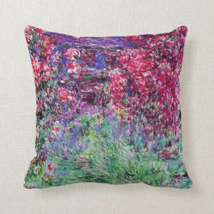 Monet Roses Throw Pillow
