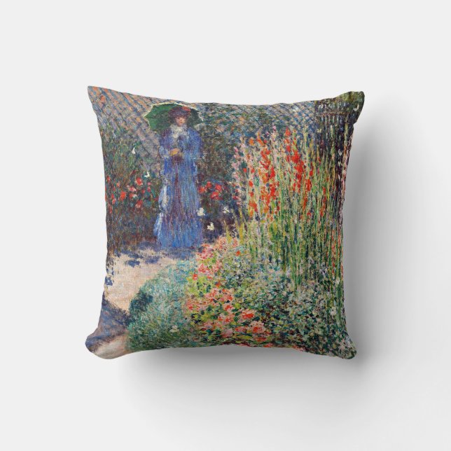 Monet - Rounded Flower Bed, famous painting, Cushion (Front)