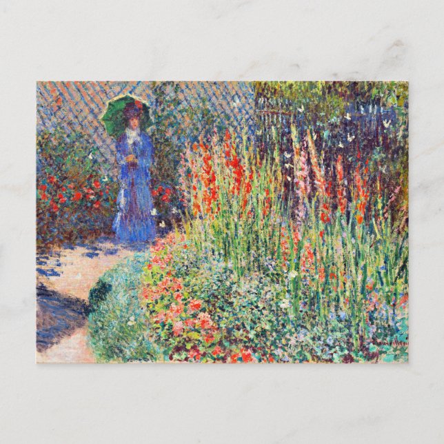 Monet - Rounded Flower Bed, famous painting, Postcard (Front)