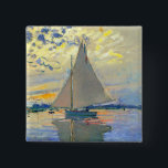 Monet Sailboat at Le Petit-Gennevilliers 15 Cm Square Badge<br><div class="desc">Button featuring Claude Monet’s oil painting Sailboat at Le Petit-Gennevilliers (1874). A serene sailboat sails the waters in Paris,  France. Perfect for lovers of Impressionism and French art collectors!</div>