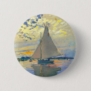 Monet Sailboat at Le Petit-Gennevilliers 6 Cm Round Badge